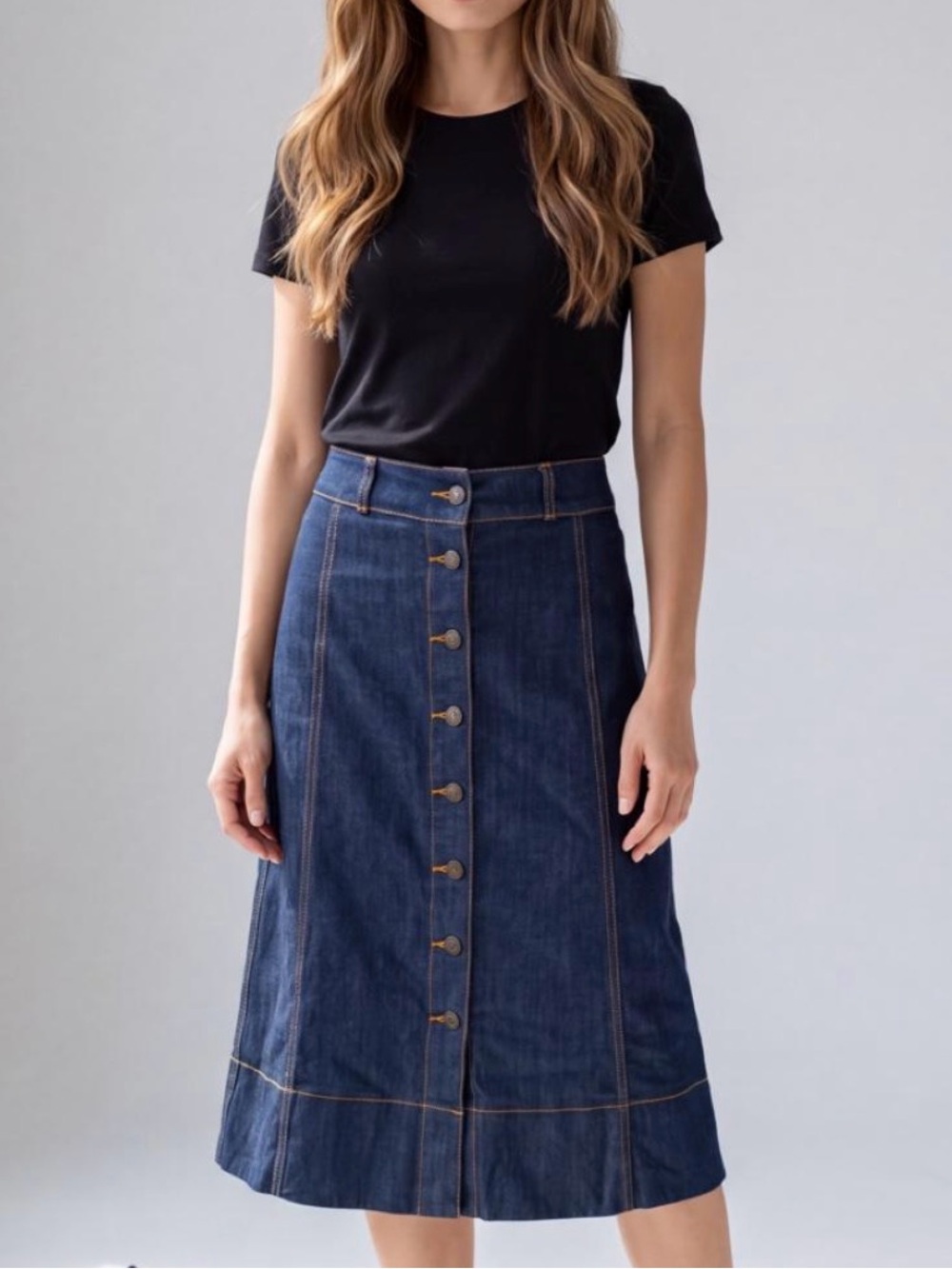 kate spade, New York, Brooke Street denim midi skirt